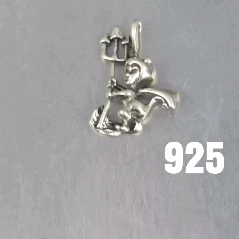 Sterling Silver Devil with pitchfork charm